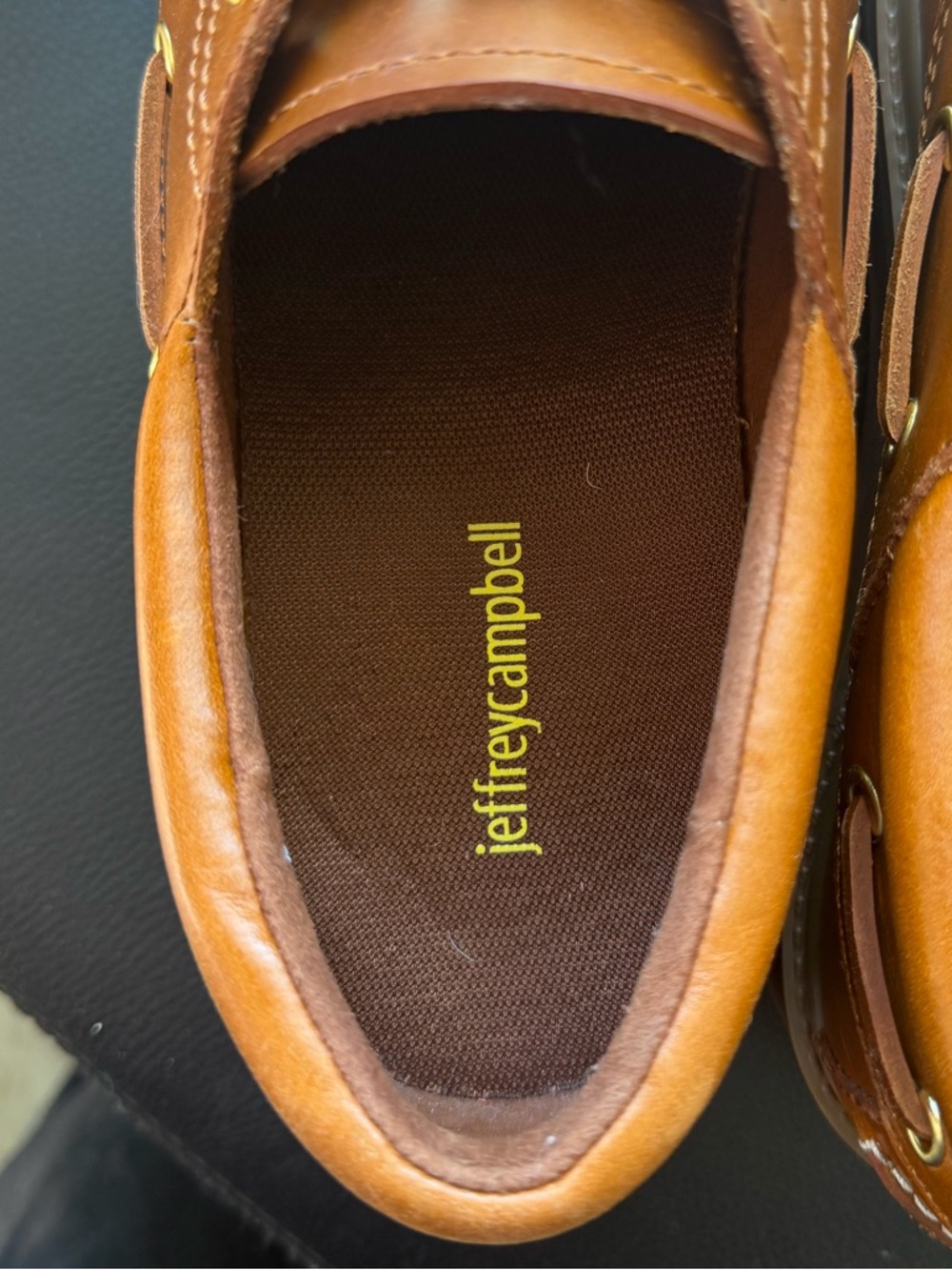 Jeffrey Campbell:  Brown Leather Lug-Soled Boat Shoes - NBW - Picture 9 of 11